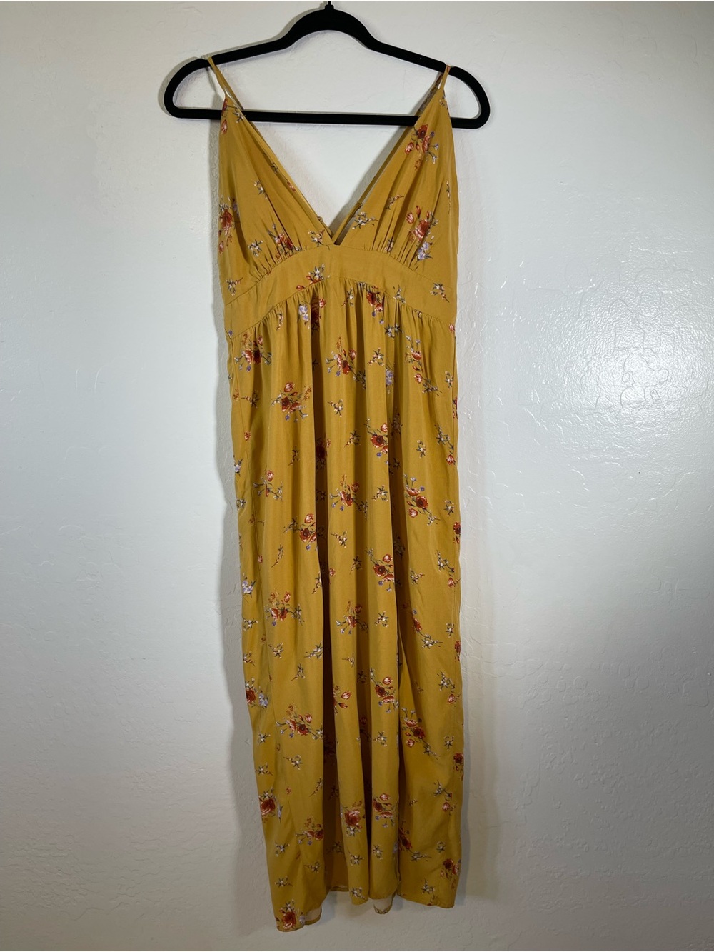 Inspired Hearts Mustard Floral V-Neck Maxi Dress